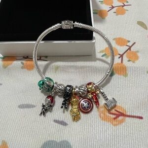 Pandora Silver Bracelet with Multicolor Superhero Charms